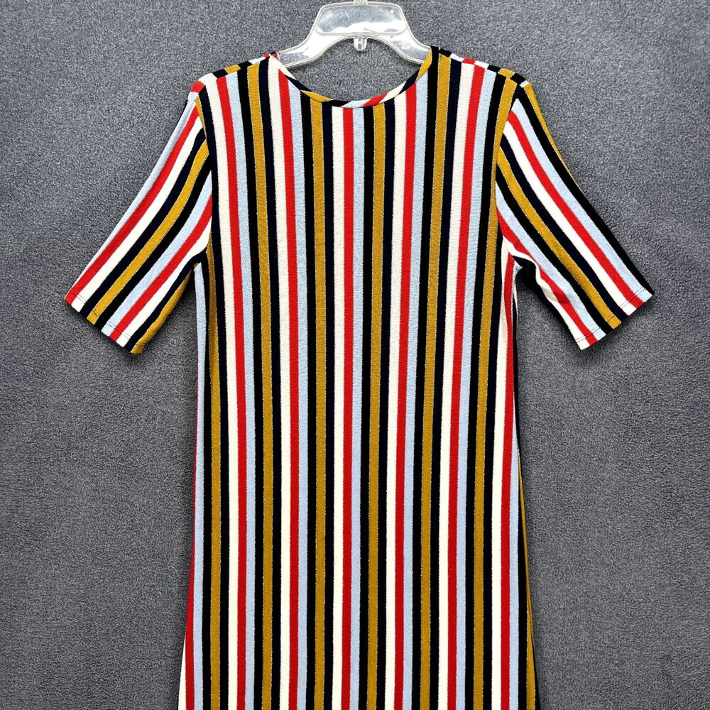 ZARA Dress Woman Medium Striped Stretch Knit Blue Red Collection round neck - Picture 3 of 15